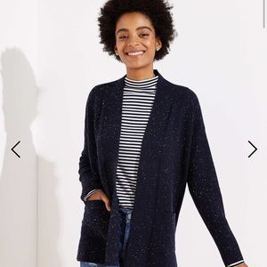 LOFT open pocket speckled cardigan navy NWT XXSP